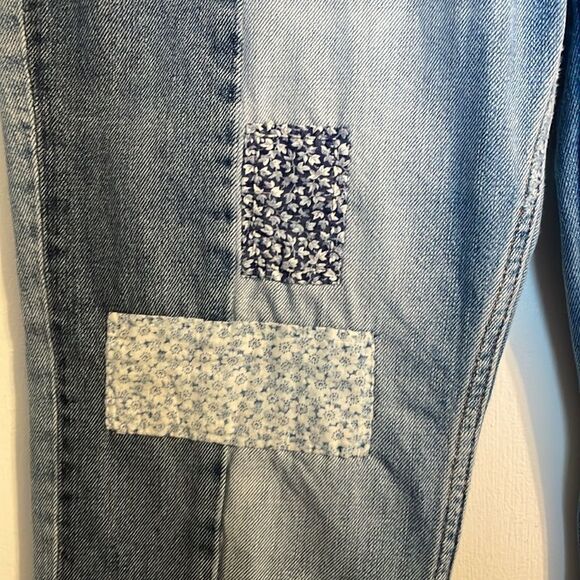 Free People Two Tone Patchwork Straight Leg Jeans - Picture 3 of 10